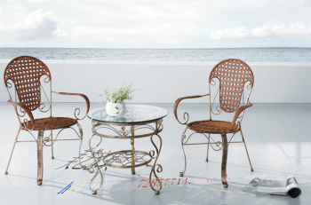 秒杀藤椅茶几三件套户外阳台休闲咖啡桌椅组合简约现代庭院铁艺