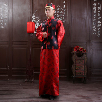 中式礼服新郎长袍马褂唐装地主服 阿哥装男士结婚礼服敬酒服喜服