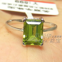 包邮长方形天然橄榄石戒指925纯银女戒绿宝石戒指指环不掉色简约_250x250.jpg