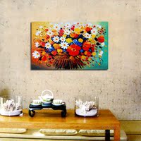 抽象向日葵太阳花卉油画 手绘单联幅客厅卧室餐厅立体装饰无框画_250x250.jpg
