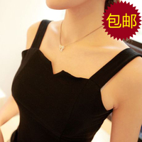 夏季 韩版女装打底百搭修身纯色裹胸式 开叉短款小上衣背心吊带女_250x250.jpg