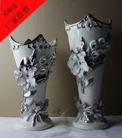 陶瓷工艺品 陶瓷饰品 家居 陶瓷花瓶 花插 电镀 镀银 钛银 花瓶_250x250.jpg