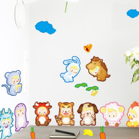 可爱卡通动漫十二生肖小动物贴纸装饰墙贴画小孩儿童房间卧室装饰_250x250.jpg