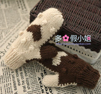 粉色绵羊 女士手套 女冬可爱羊毛线手套 冬季韩国 连指手套 加绒_250x250.jpg