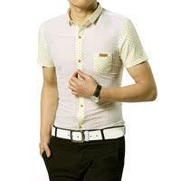 2014 主流商贸 夏季 新款 韩版修身短袖衬衫男装 衬衣男 透视装_250x250.jpg