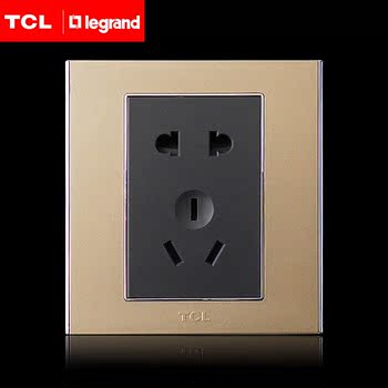 TCL开关面板插座86型A8出色系列五孔电源插座(烁金色)正品