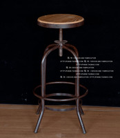 美式实木面铁架仿古做旧 螺旋升降吧凳 咖啡厅休闲吧椅子 酒吧椅_250x250.jpg