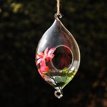 创意可悬挂透明玻璃花瓶挂式花瓶植物水培花器吊瓶田园家居装饰品