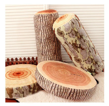 创意木桩毛绒玩具抱枕 砧板大树抱枕年轮木头沙发靠枕生日礼物