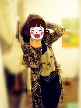 2012秋季新款韩版女装 大码 蝙豹纹长款针织外披套