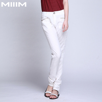 MIIIM705 春夏新品季拉链口袋设计纯白色亚麻小脚口裤小哈伦女裤_250x250.jpg