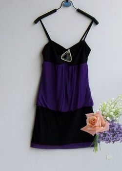 1602春夏装打底裙紫色拼接性感吊带裙女装155-165CM