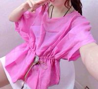 2015夏新款韩版女装潮圆领雪纺宽松T恤上衣 短袖束腰修身蝙蝠衫女_250x250.jpg
