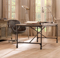 美式RH复古家具 法式铁艺实木结合书桌 北欧风情办公桌 客厅餐桌_250x250.jpg