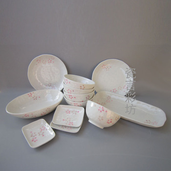 日式出口12头手绘陶瓷餐具套装组合 结婚乔迁过年送礼品 碗碟盘子