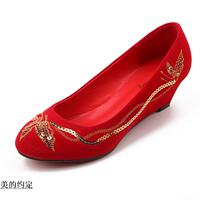 秋季韩版红色新娘鞋结婚婚鞋 女式低帮鞋子单鞋坡跟皮鞋潮流_250x250.jpg