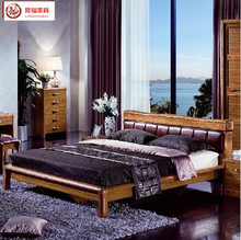 隆福家具中式卧室虎斑木家具 虎斑木实木床1.5 1.8米双人床 大床