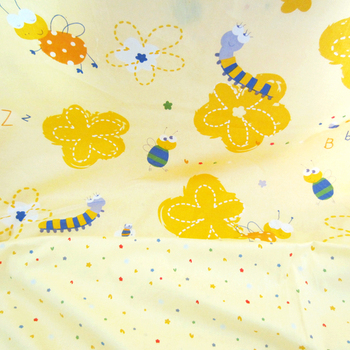 花朵小蜜蜂AB版 纯棉斜纹布料 宝宝布 床单被罩布料 卡通印花棉布