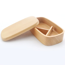 新品日式木制饭盒创意长方便当盒可爱分格学生木餐盒日本食盒餐具