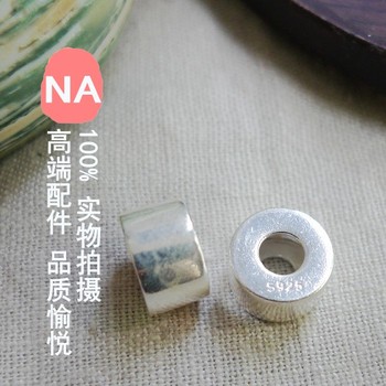 NA。925纯银 高档泰国素银 几何形圆桶珠 精致厚片 diy银饰品配件