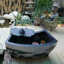 喷泉流水鱼缸树脂工艺品时尚中式家居软装饰摆设摆件水景盛夏莲池