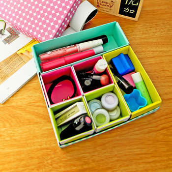 创意多功能文具收纳 可爱韩版DIY化妆品纸质收纳盒 桌面整理盒