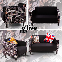 美式单人沙发 简约个性涂鸦麻布小沙发 咖啡厅奶茶服装店双人沙发_250x250.jpg