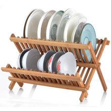 楠竹可折叠碗架厨房置物架沥水架双层餐具桌面收纳竹碗架环保特价