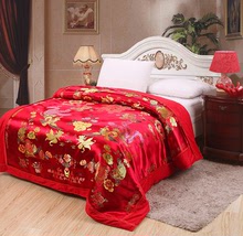 结婚床上用品大红婚庆被面被套龙凤双喜龙凤百子图被套织锦缎被罩