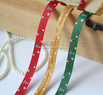 DIY发饰丝带材料 9mm欢乐圣诞节 圣诞树 织带 罗纹带 礼品包装带