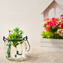 创意南瓜花瓶透明玻璃水培花器田园风吊式花瓶店铺装饰品挂饰挂件