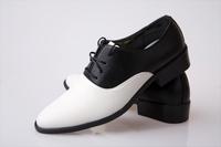 2014新款演出鞋 男单皮鞋 新郎鞋 舞鞋黑白色绑带鞋 舞台大合唱鞋_250x250.jpg