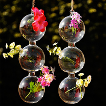 田园家居装饰品挂饰 创意可悬挂透明玻璃花瓶 挂式花瓶 水培花器
