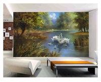 订做电视背景墙墙纸壁纸大型壁画 客厅办公室欧式油画唯美天鹅湖_250x250.jpg