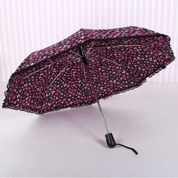 折叠太阳伞晴雨两用女户外防晒防紫外线超轻小全自动蕾丝蝴蝶雨伞
