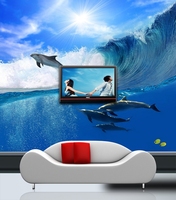 订做墙纸壁纸大型壁画 卧室客厅电视沙发背景墙儿童蓝色大海海豚_250x250.jpg