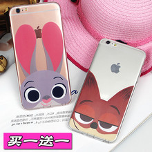 iphone6手机壳 疯狂动物城防摔男女卡通透明苹果6s plus保护软套