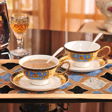 范思哲欧式陶瓷咖啡杯 情侣杯碟套装 英式咖啡杯陶瓷茶杯礼品装