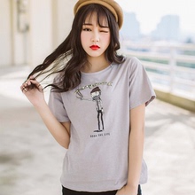 夏季新款韩版女装时尚卡通印花圆领短袖打底衫T恤