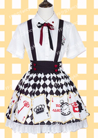 【FF少女】 To Alice少女赌神格子圆领衬衫+背带裙套装 包邮A_250x250.jpg
