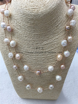 巴洛克风情异形珍珠毛衣链 天然淡水珍珠巴洛克混色毛衣链 可定制