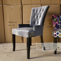 尚木良品 餐椅 纽扣 布艺 实木软包 梳妆椅  美式 简欧 工厂直销_250x250.jpg