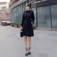 韩国代购女士风衣外套2016春季新款黑色双排扣中长款修身显瘦女装_250x250.jpg