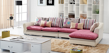 嘉佰居 时尚客厅家具 简约现代皮布艺沙发 含转角组合沙发