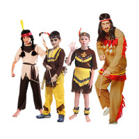 包邮！万圣节cos服装 成人儿童印第安酋长土著服原始人 豹纹服_250x250.jpg