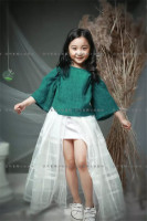 欧尚童趣正版儿童摄影服装 韩式女童写真套装 棉麻上衣+欧根纱裙_250x250.jpg