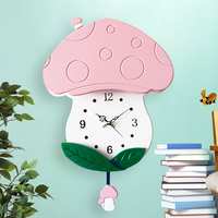 凯乐丝新款蘑菇挂钟卡通儿童房钟表静音客厅卧室时钟时尚创意钟_250x250.jpg