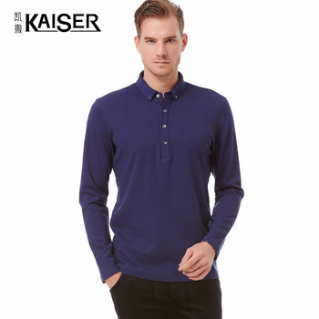 Kaiser/凯撒男装商务休闲长袖POLO衫经典纯T恤时尚绅士修身保罗衫