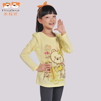 米拉熊童装 2015新款 春秋装中童 韩版卡通可爱女童T恤长袖843233