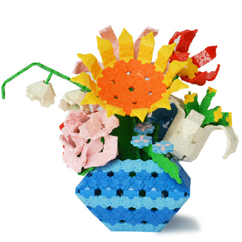 七巧匠品牌 儿童益智拼插拼装3D塑料积木花之物语1300片盒装